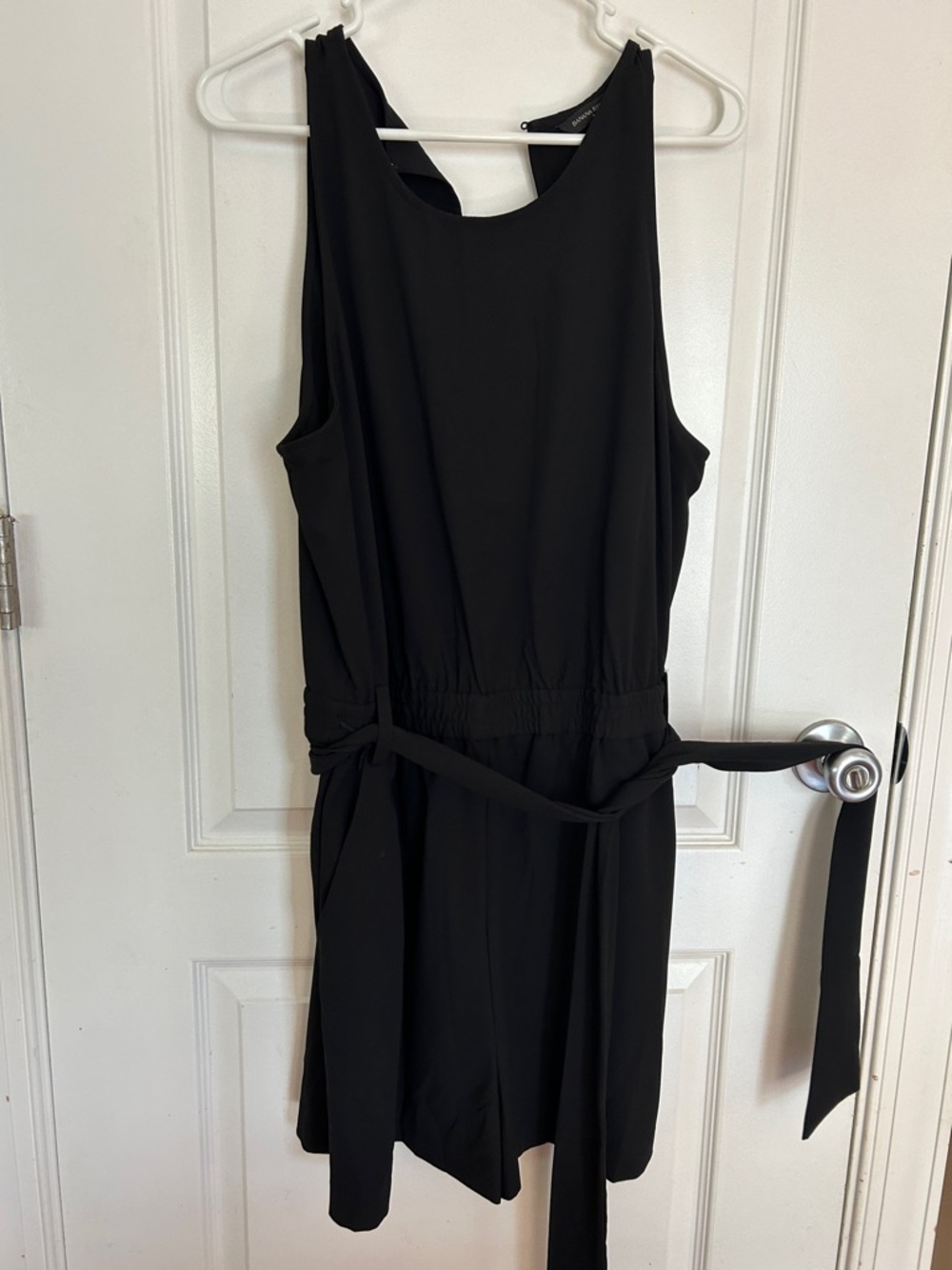Banana Republic Black Sleeveless Romper with Tie Waist